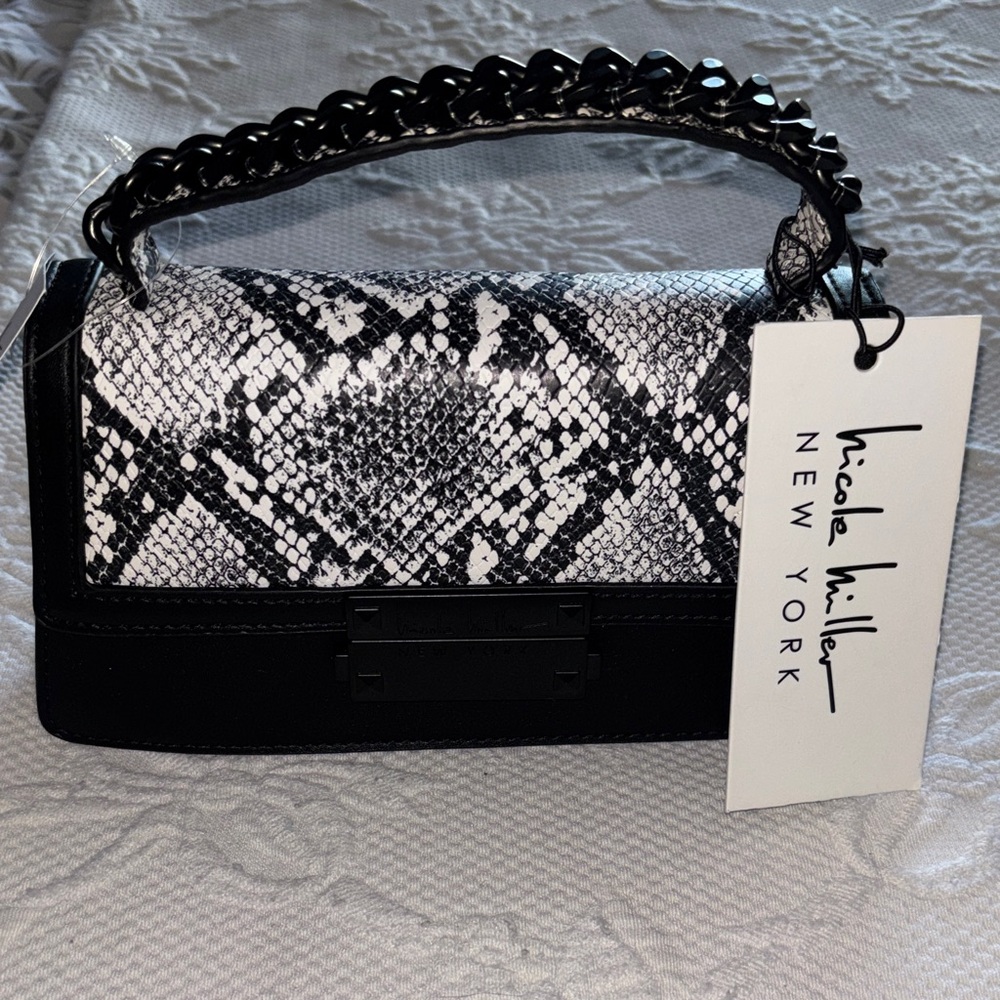 Nicole Miller Monochrome Snakeskin Clutch